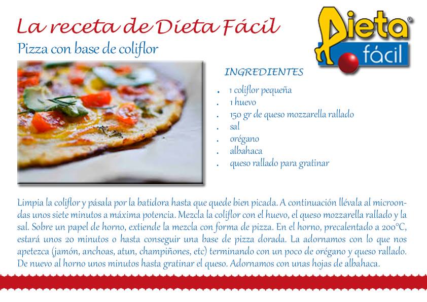PIZZA CON BASE DE COLIFLOR
